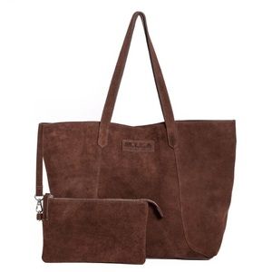 M.I.L.A handbag 100% suede leather chocolate brown- NEW